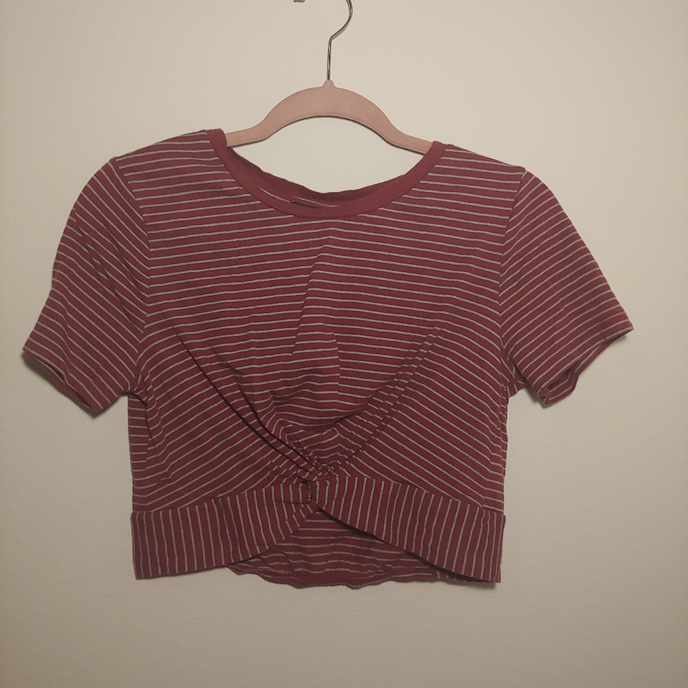Striped tied crop top